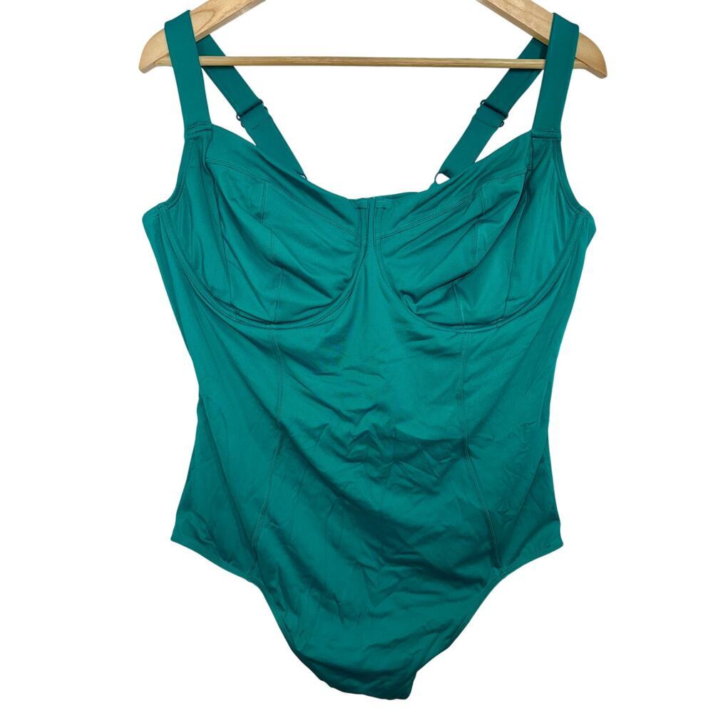 NWT TA3 Lifty Emerald Lace-Up Corset One Piece Swimsuit Womens Size 4X Long D/DD